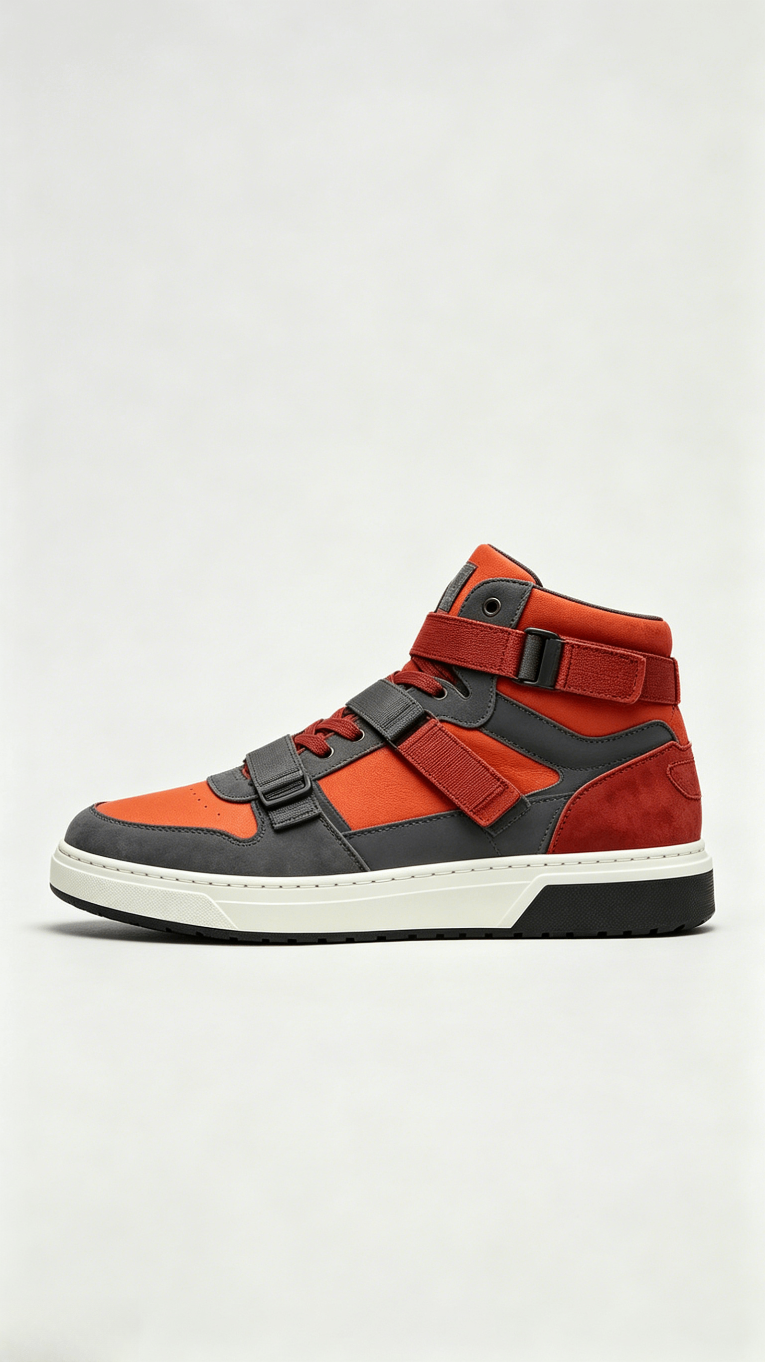 Orange and Grey Strap High-Top Sneakers - Image 2