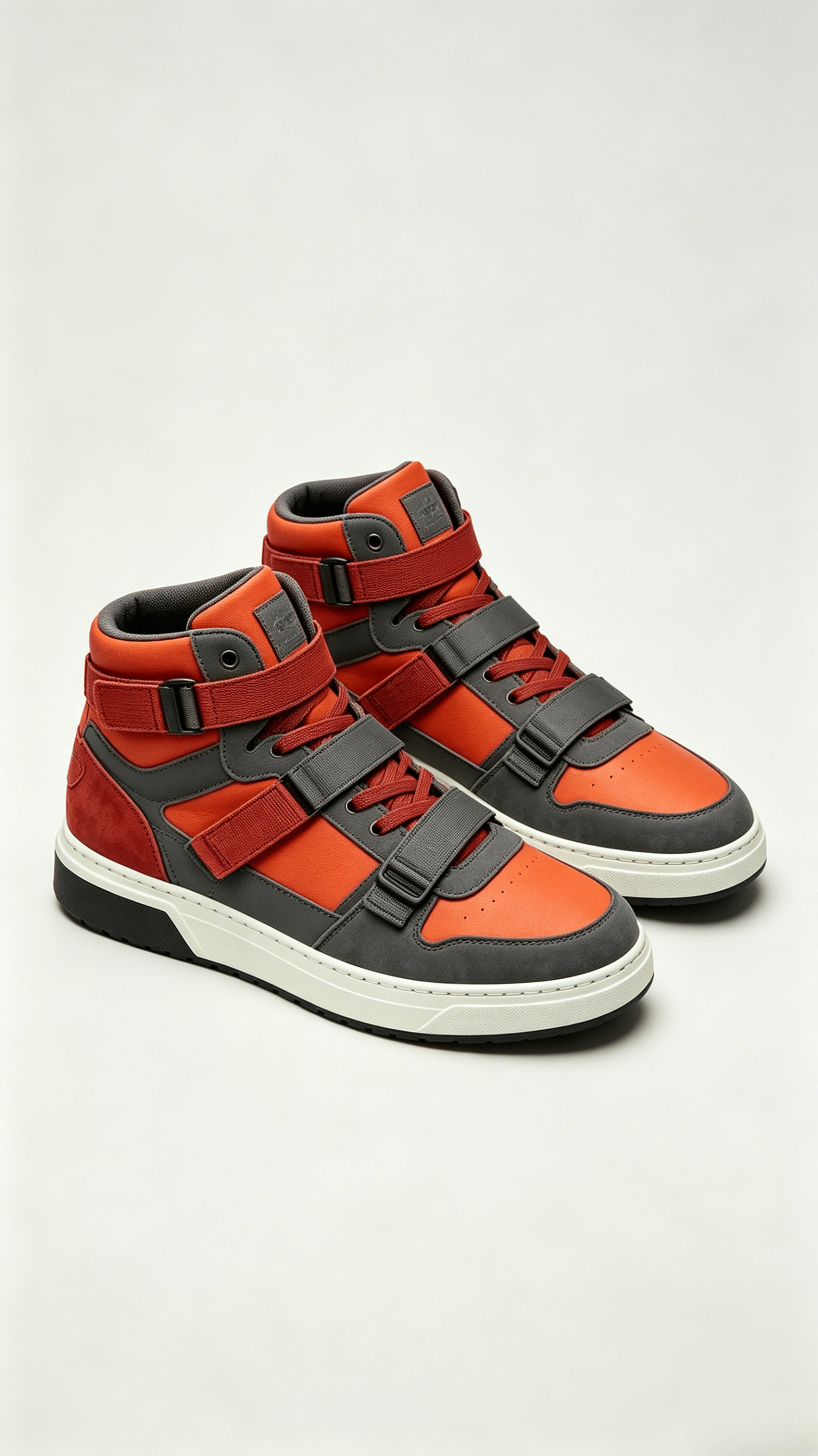 Orange and Grey Strap High-Top Sneakers - Image 4
