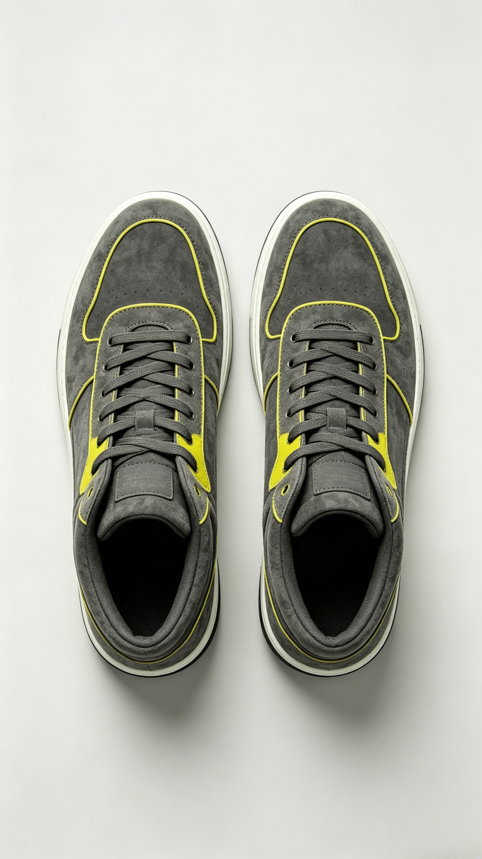Grey Suede High-Top Sneakers with Yellow Accent - Image 3