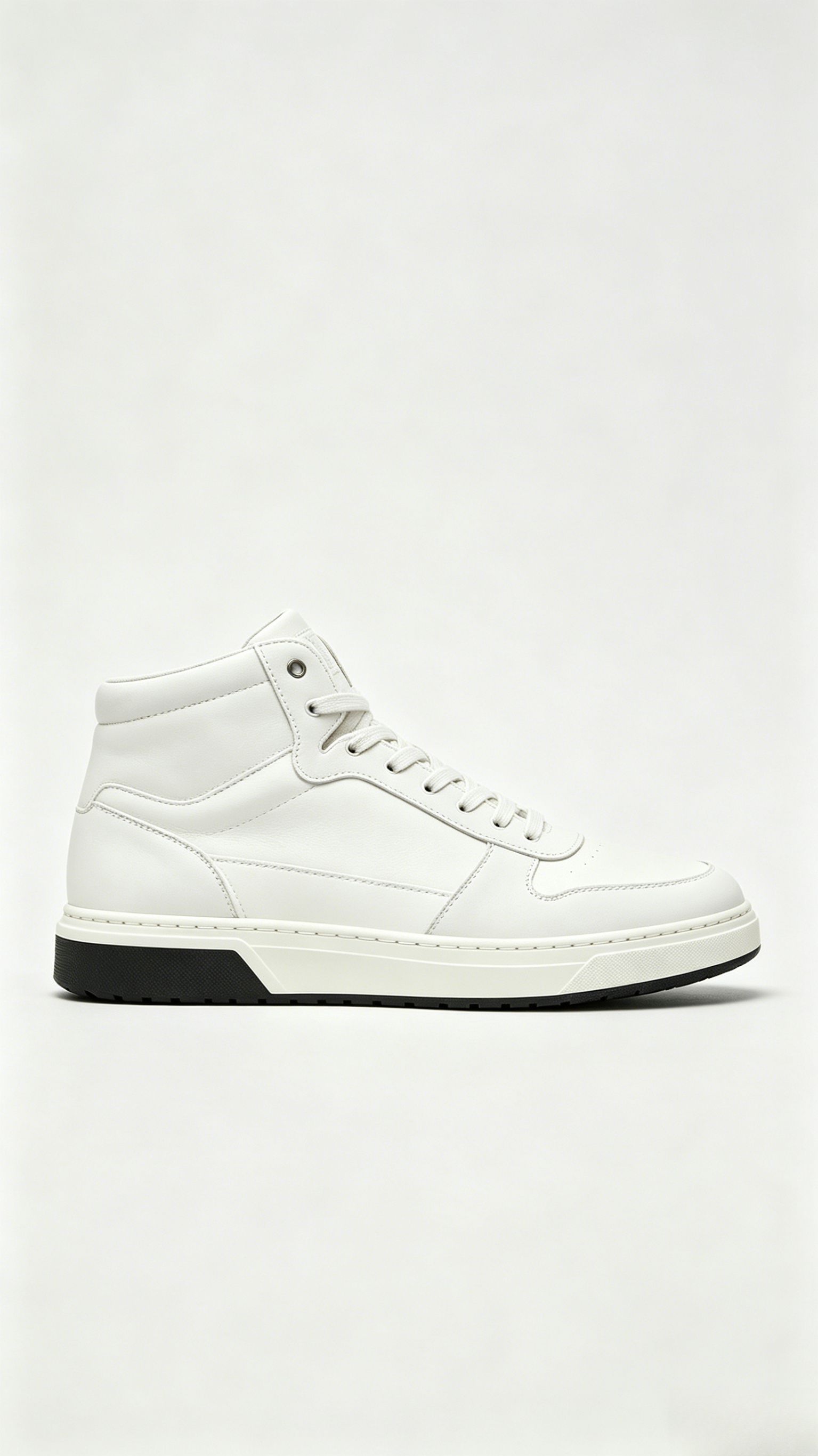 Monochromatic White Leather High-Top Sneakers