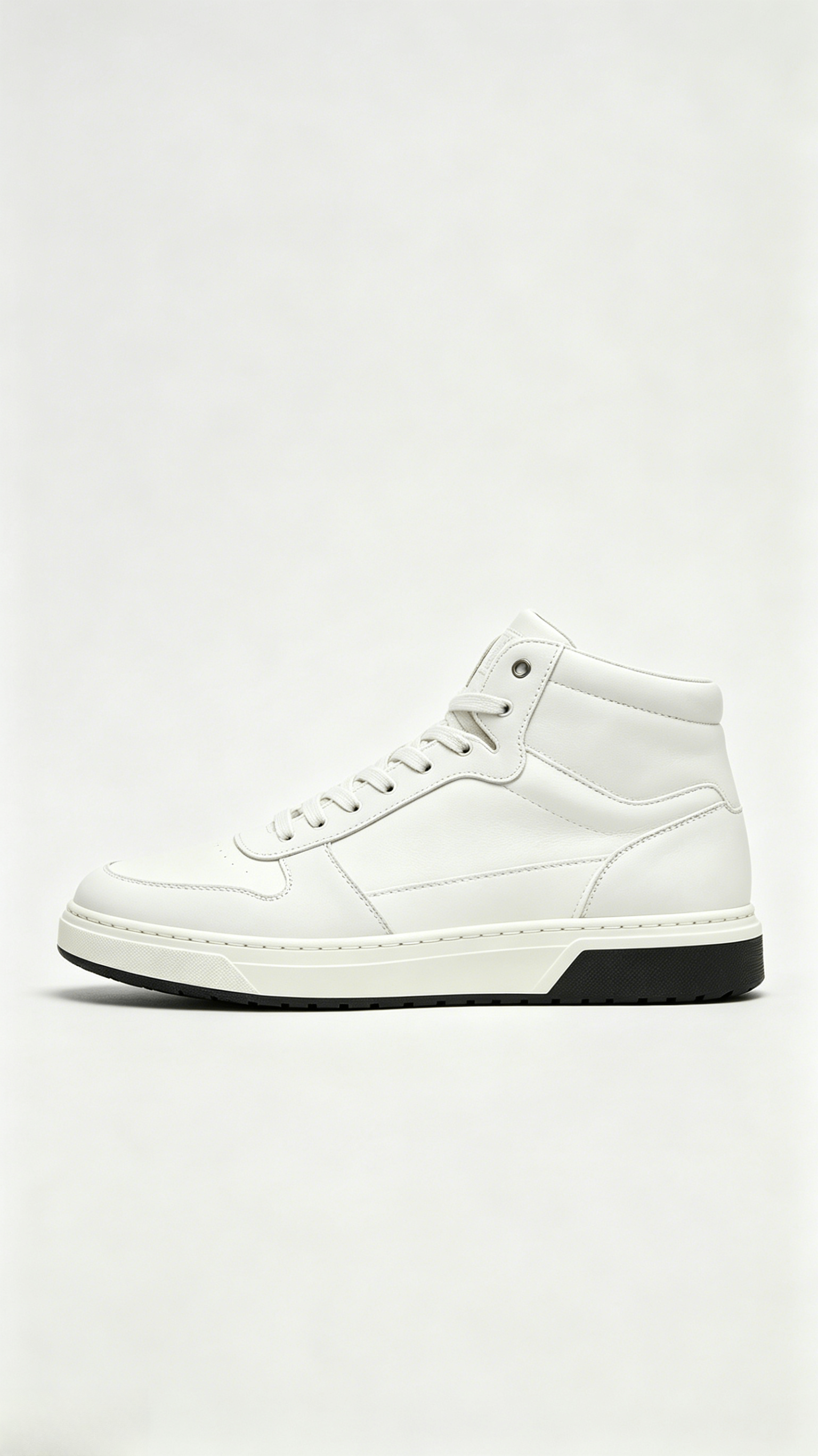 Monochromatic White Leather High-Top Sneakers - Image 2