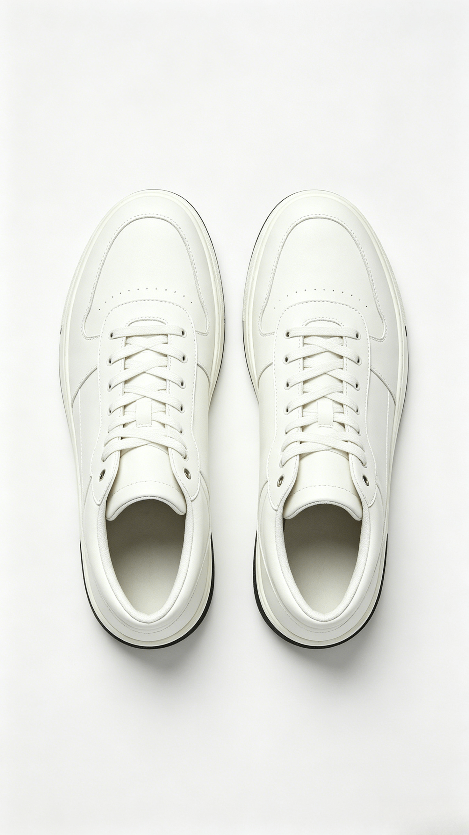 Monochromatic White Leather High-Top Sneakers - Image 3