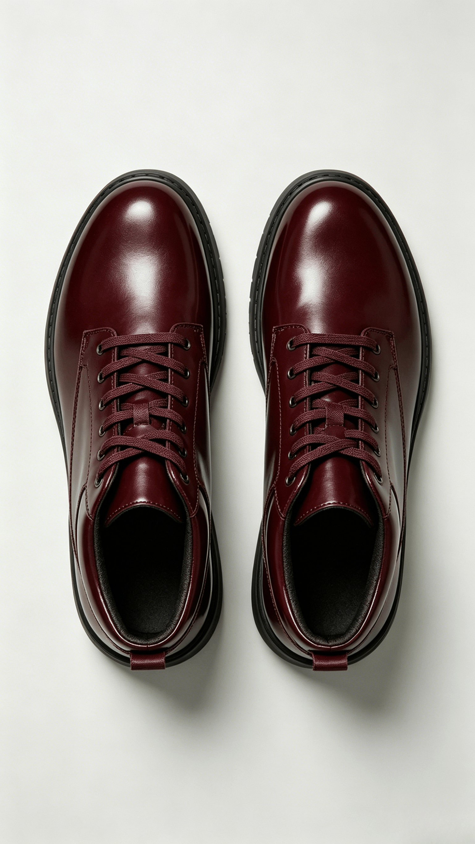 Burgundy Glossy Leather High-Top Shoes - Image 3