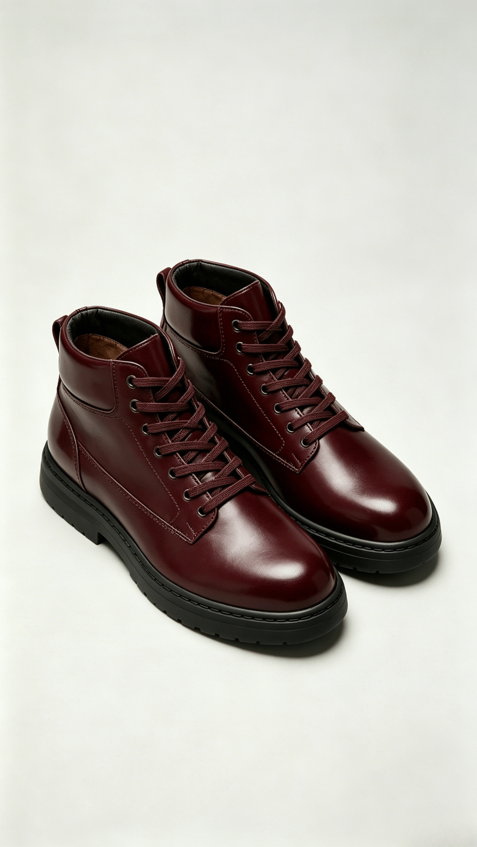 Burgundy Glossy Leather High-Top Shoes - Image 4