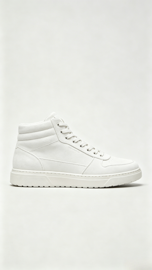 All-White Suede High-Top Sneakers