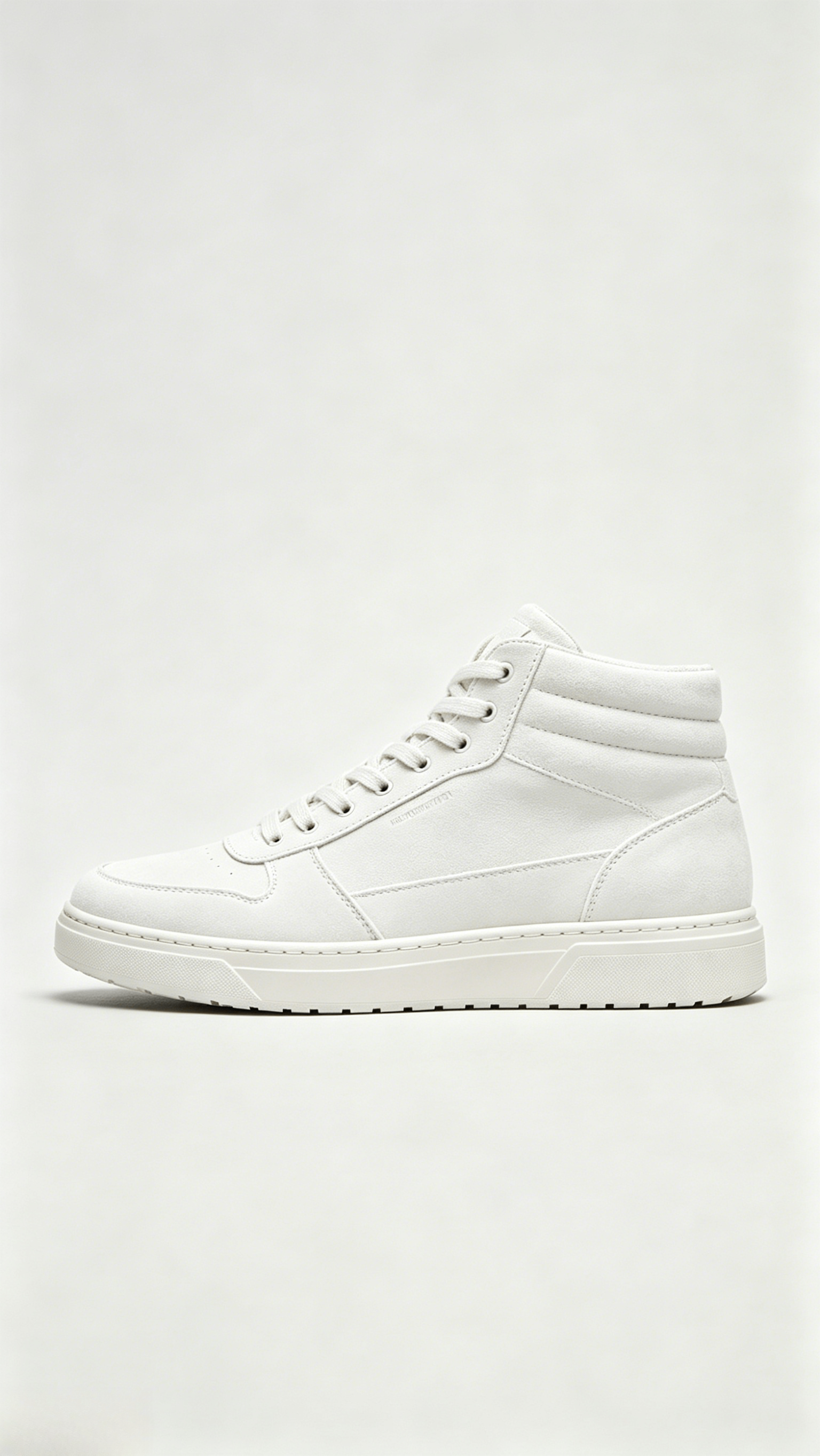 All-White Suede High-Top Sneakers - Image 2
