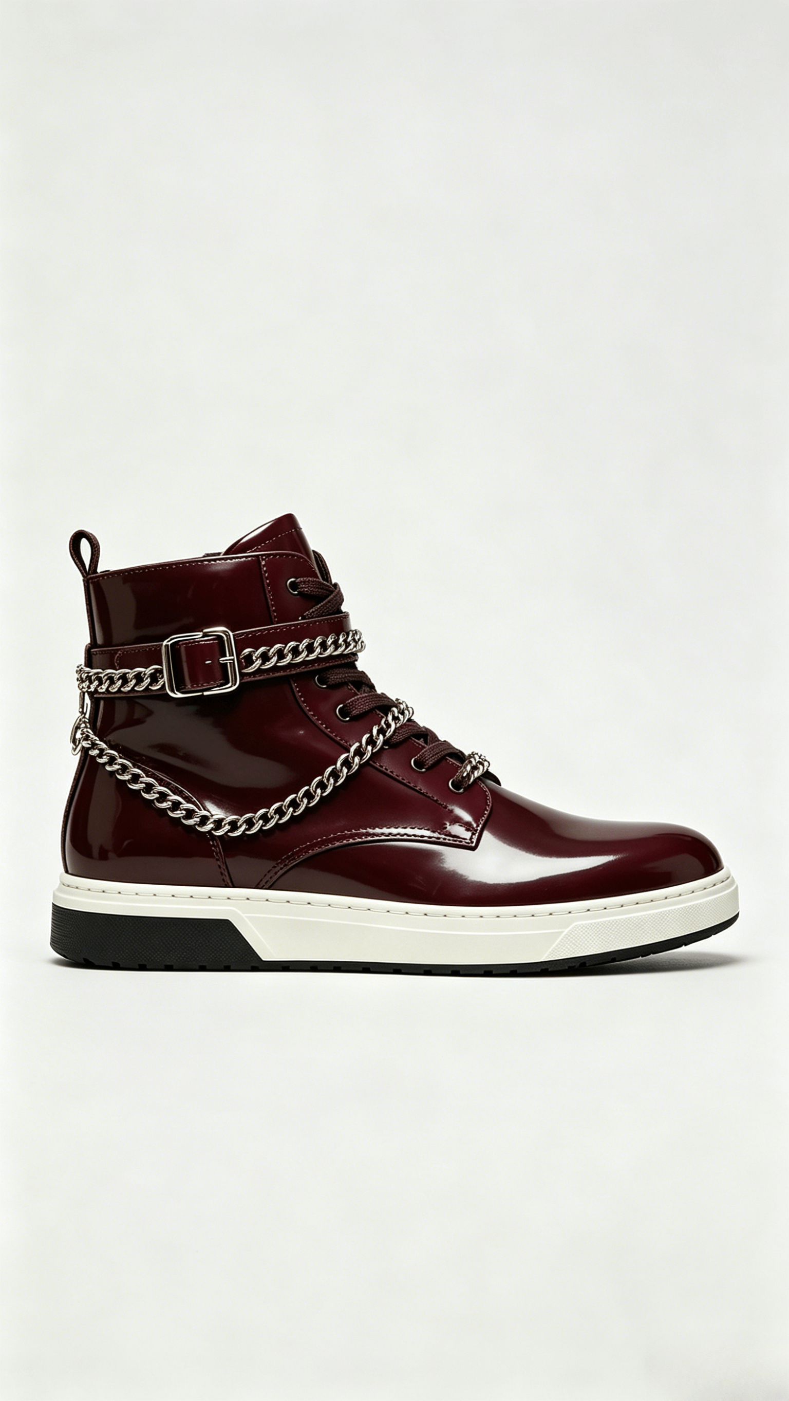 Burgundy Chain High-Top Sneakers