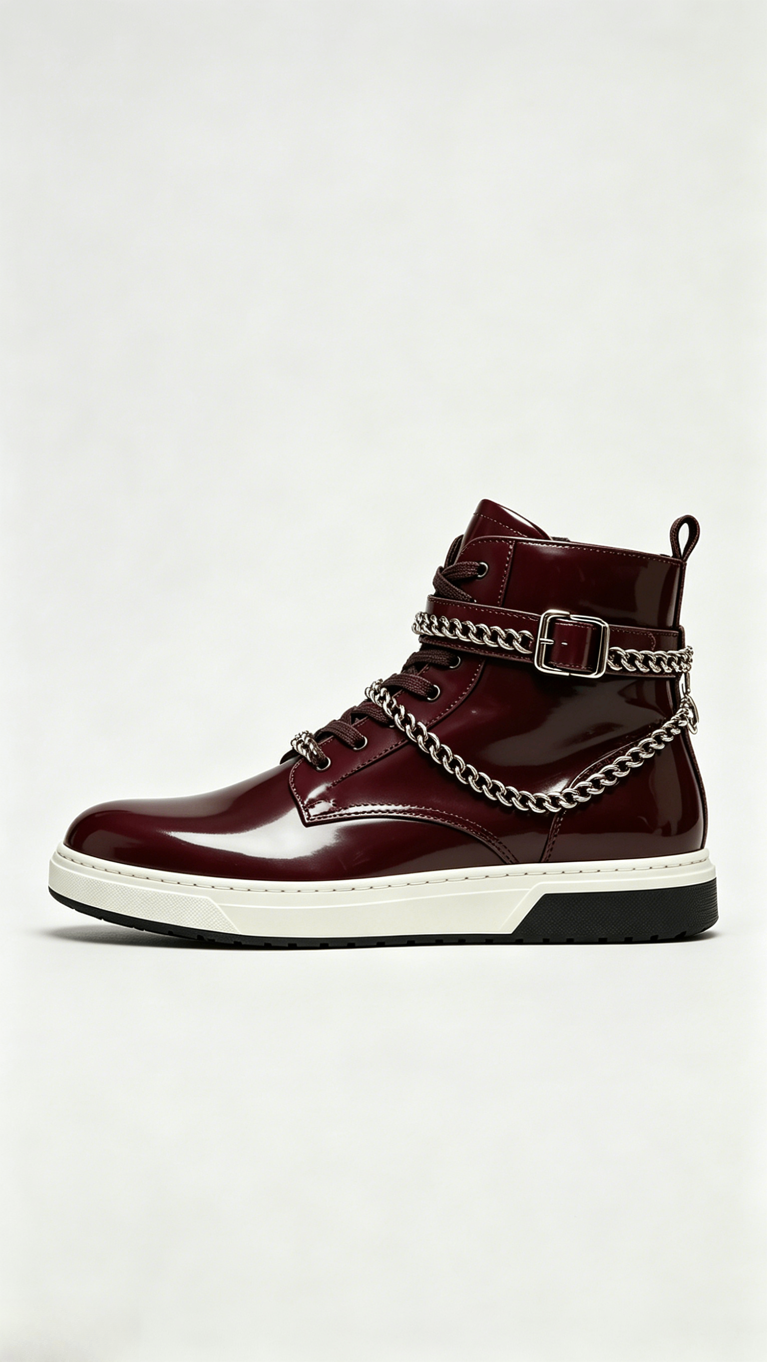 Burgundy Chain High-Top Sneakers - Image 2