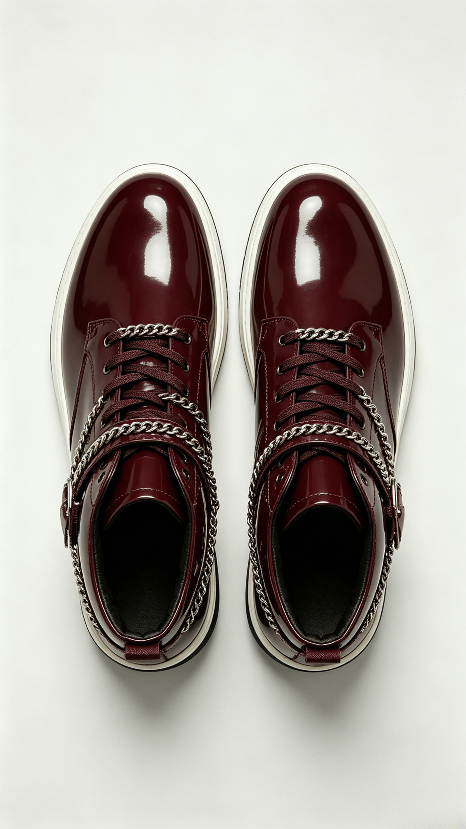 Burgundy Chain High-Top Sneakers - Image 3
