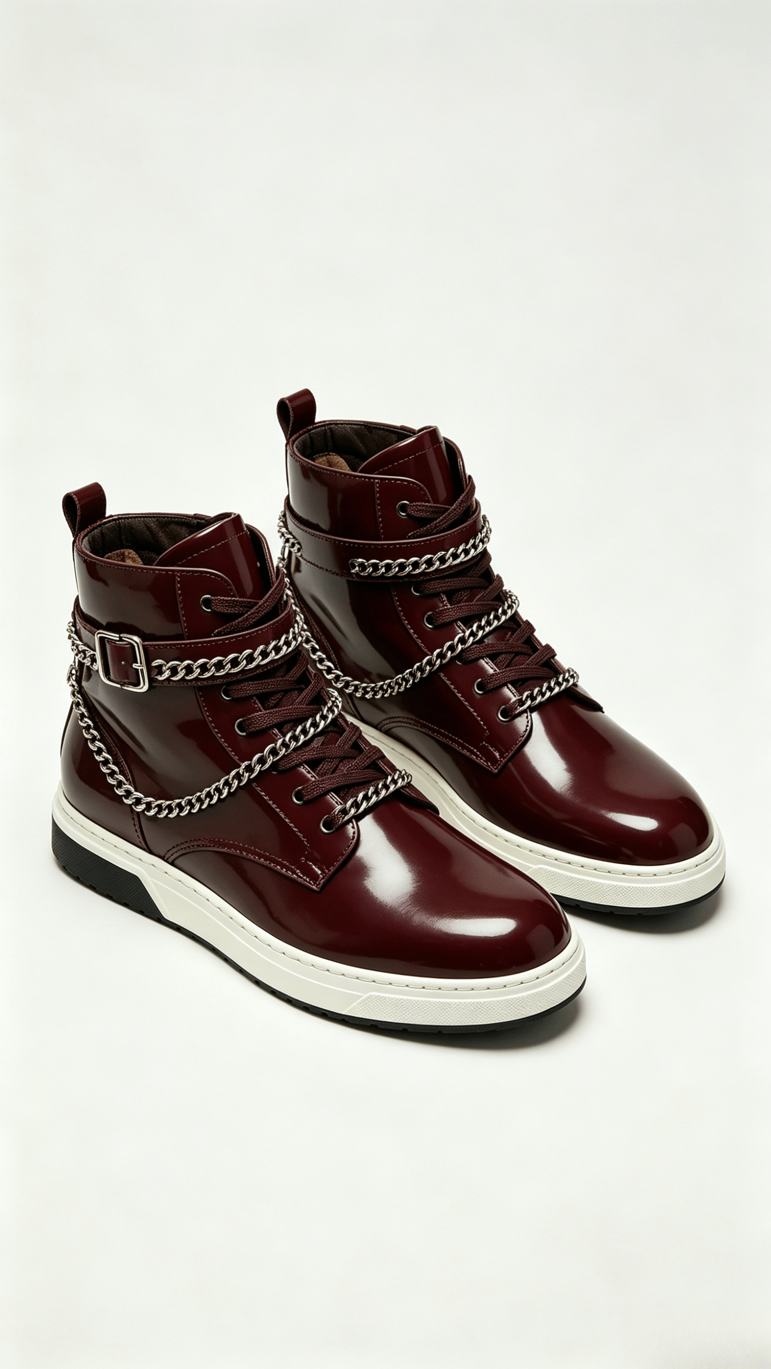 Burgundy Chain High-Top Sneakers - Image 4