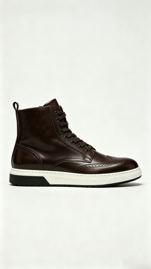 Brown Brogue High-Top Sneakers