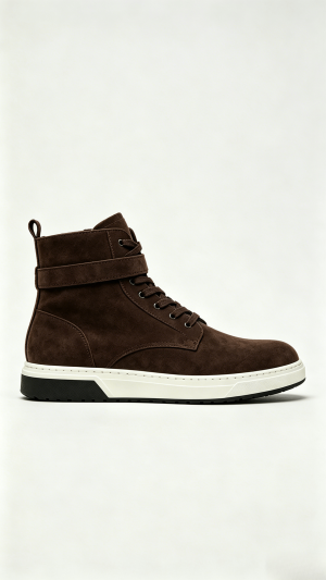Dark Brown Suede High-Top Sneakers