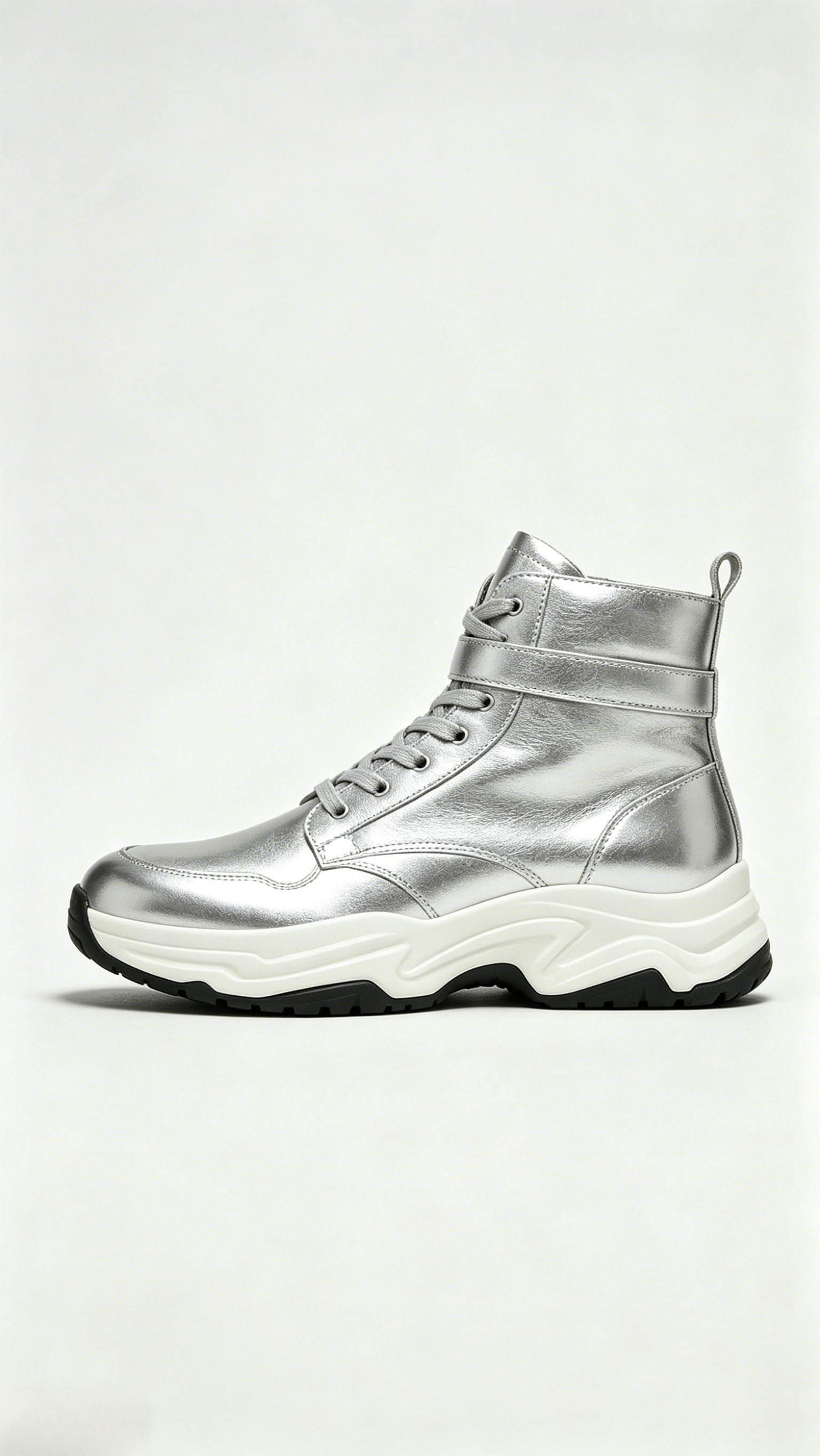 Silver Chunky High-Top Sneakers - Image 2