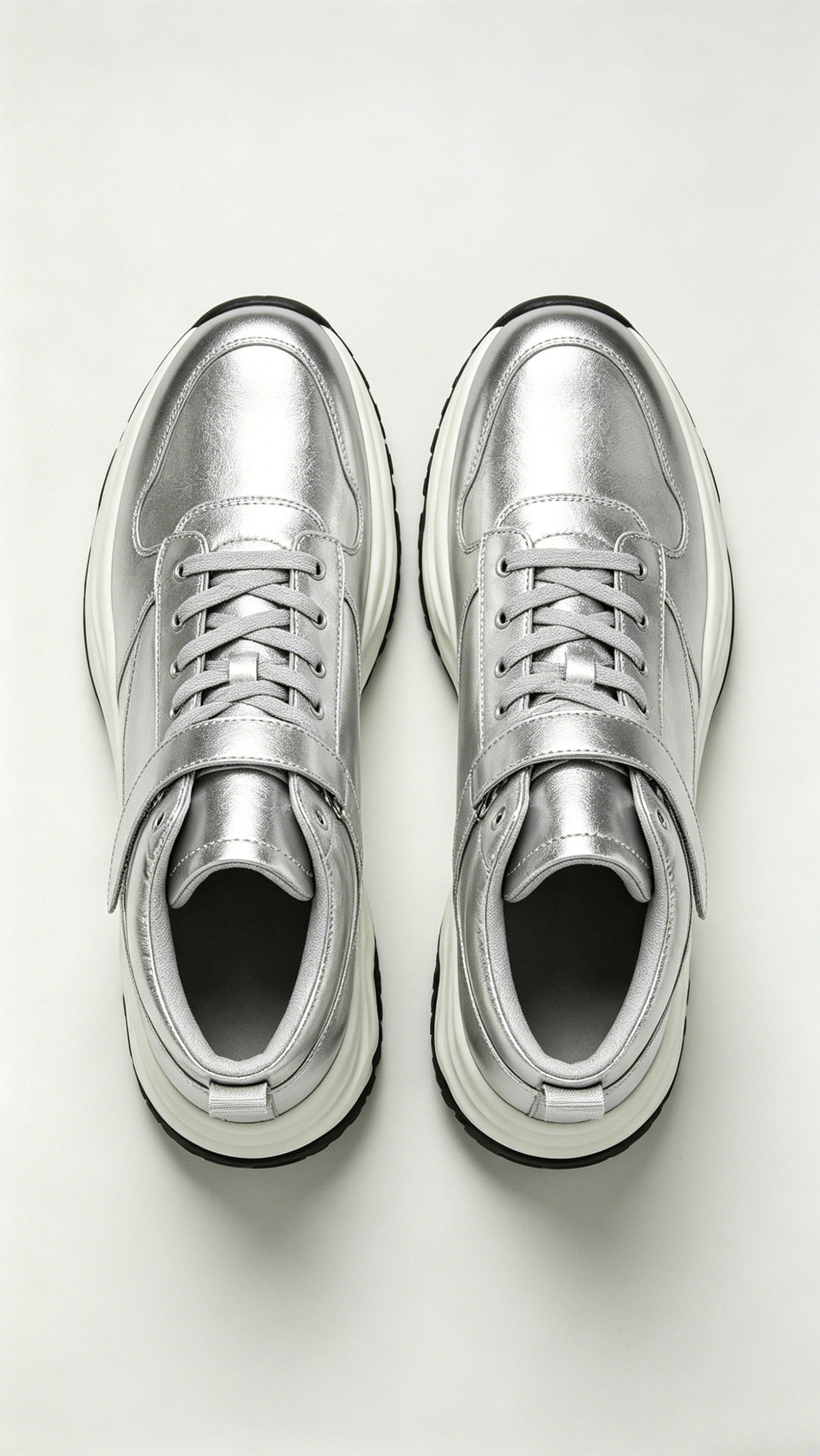 Silver Chunky High-Top Sneakers - Image 3