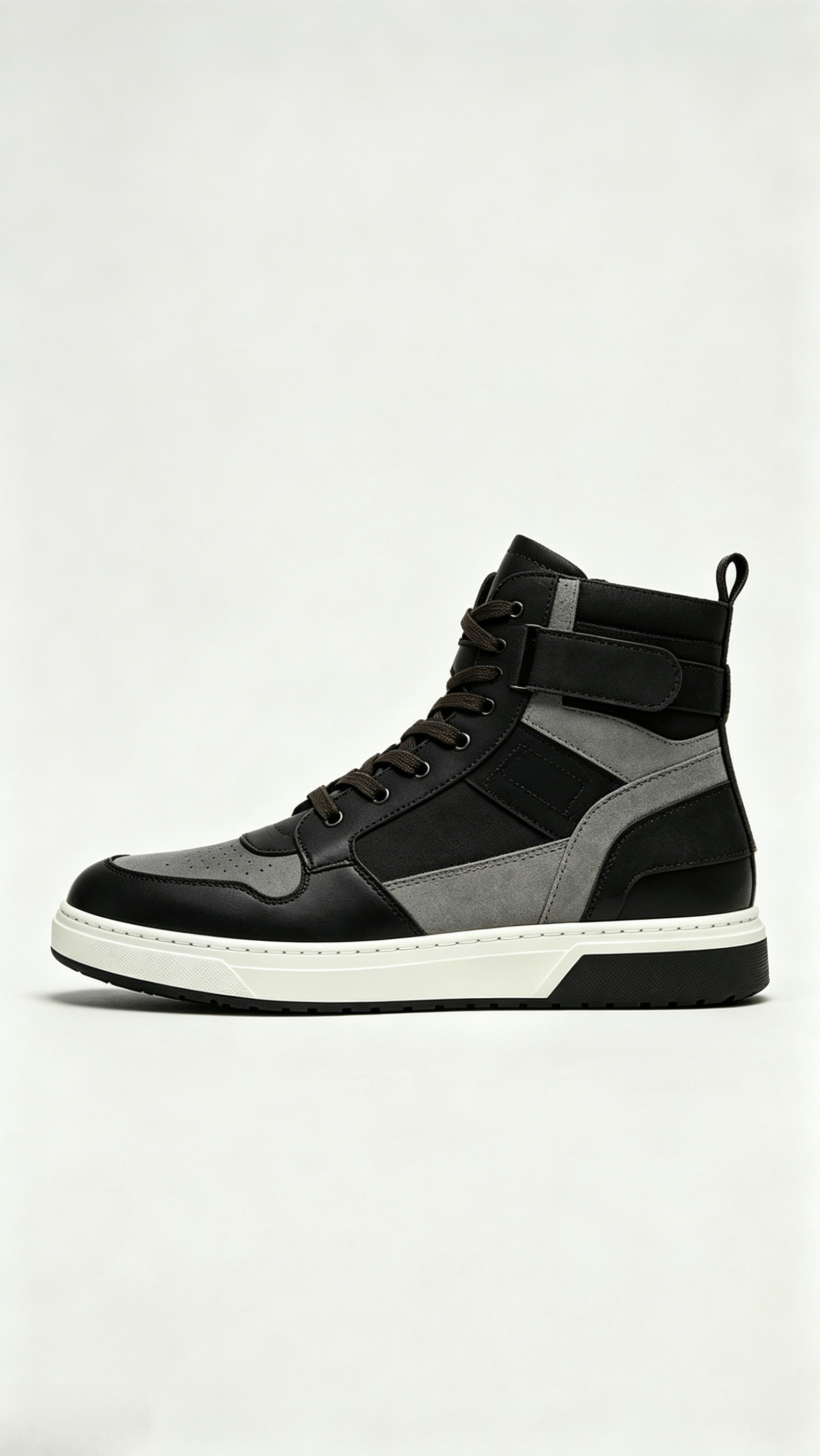 Black Grey Paneled High-Top Sneakers - Image 2