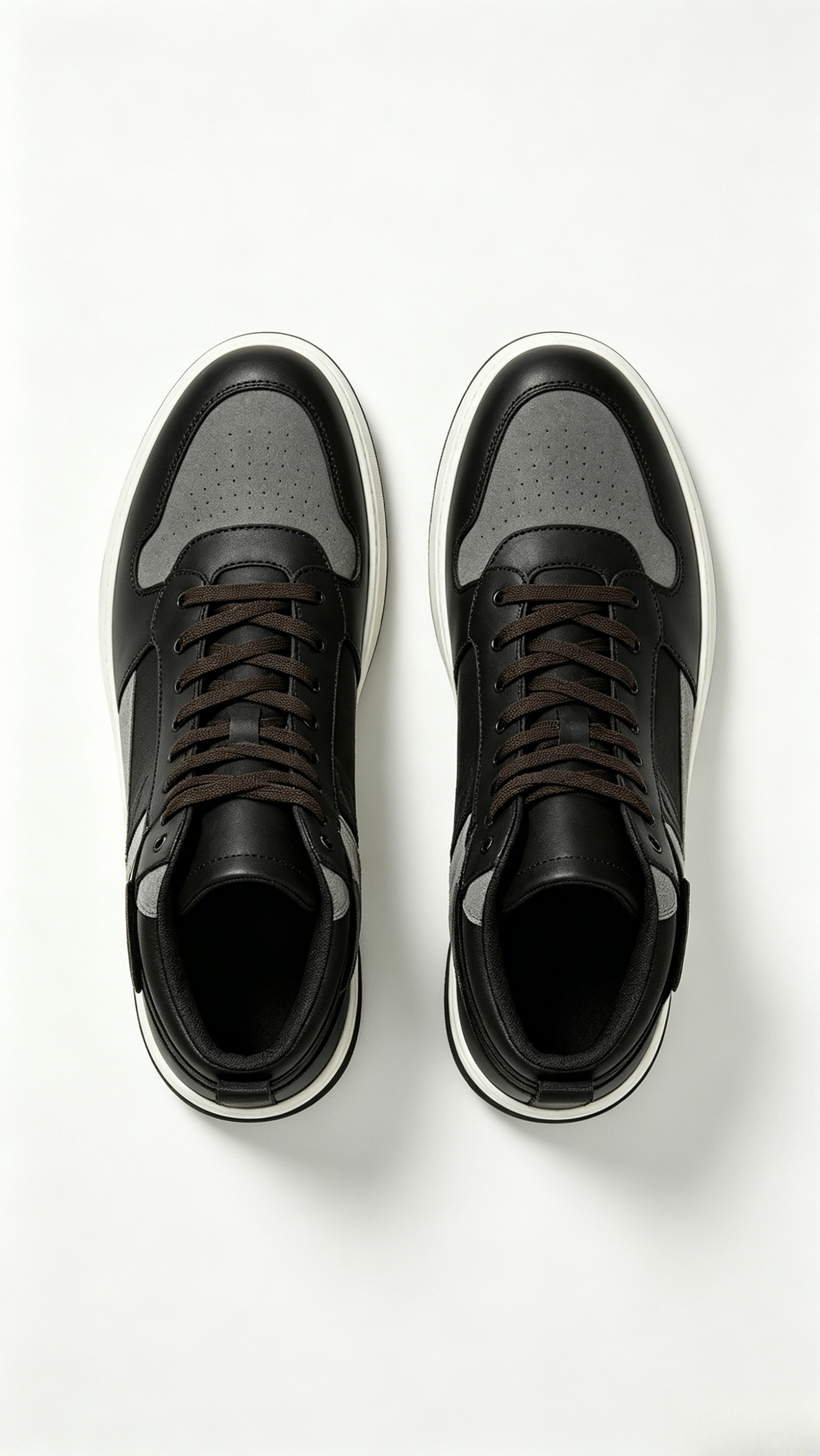 Black Grey Paneled High-Top Sneakers - Image 3