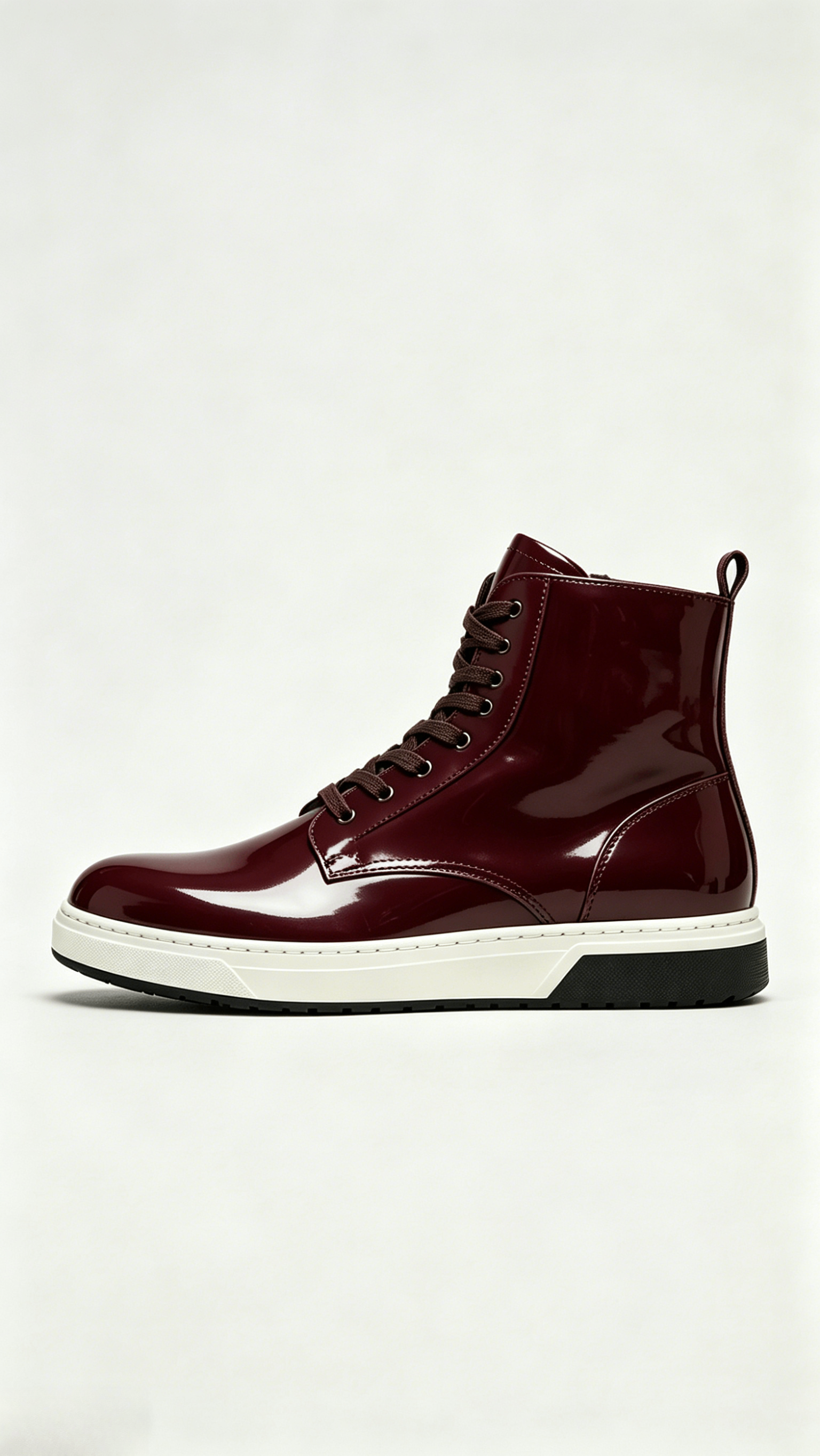 Burgundy Glossy High-Top Sneakers - Image 2