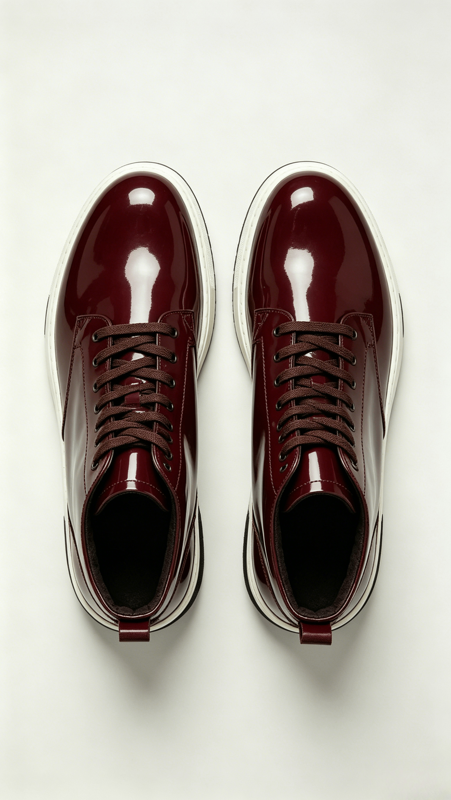 Burgundy Glossy High-Top Sneakers - Image 3