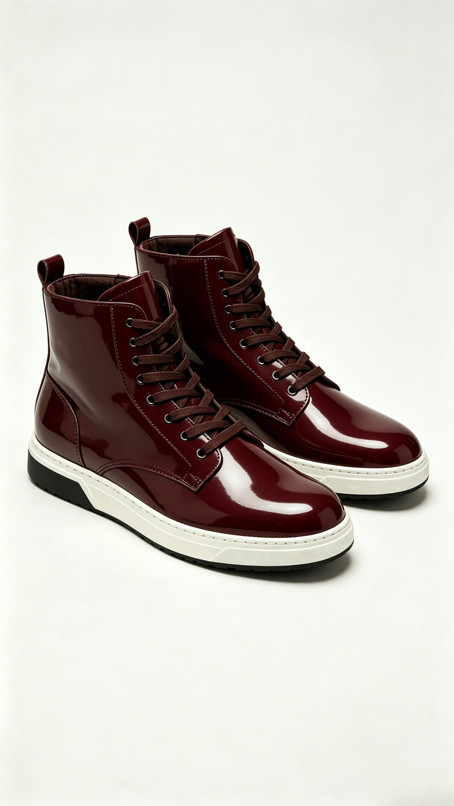 Burgundy Glossy High-Top Sneakers - Image 4