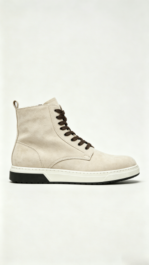 Beige Suede High-Top Sneakers
