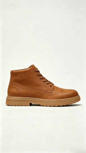 Cognac Nubuck Leather High-Top Shoes