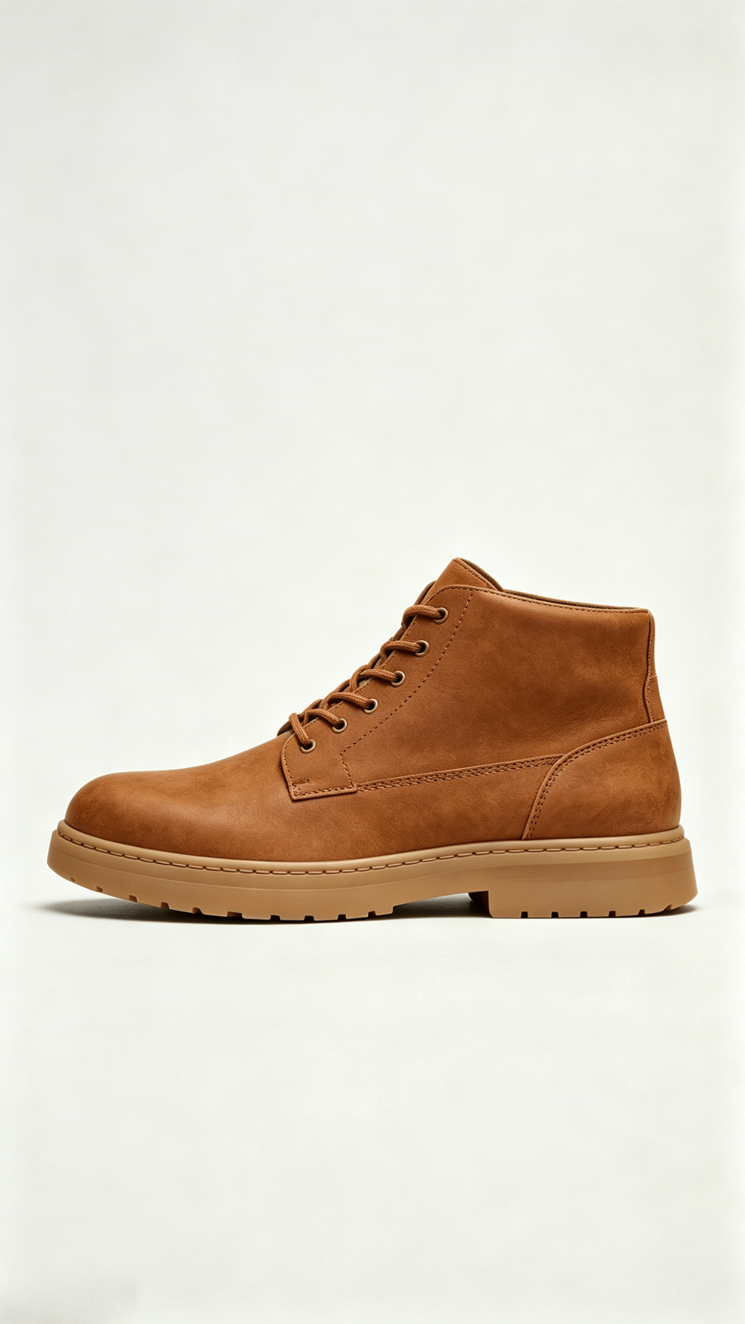 Cognac Nubuck Leather High-Top Shoes - Image 2