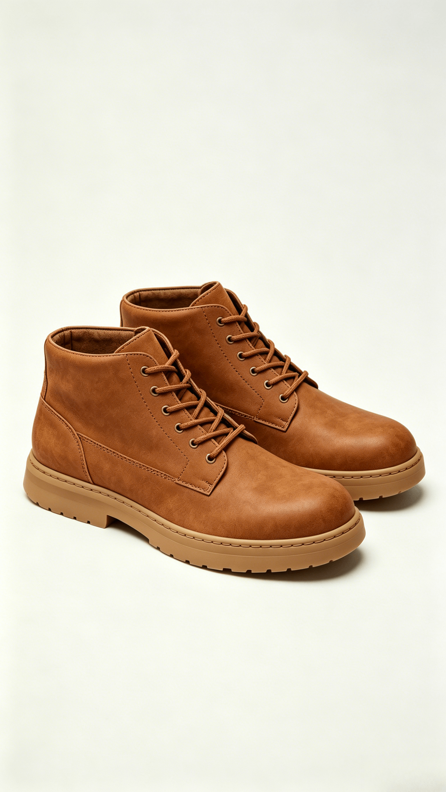 Cognac Nubuck Leather High-Top Shoes - Image 4