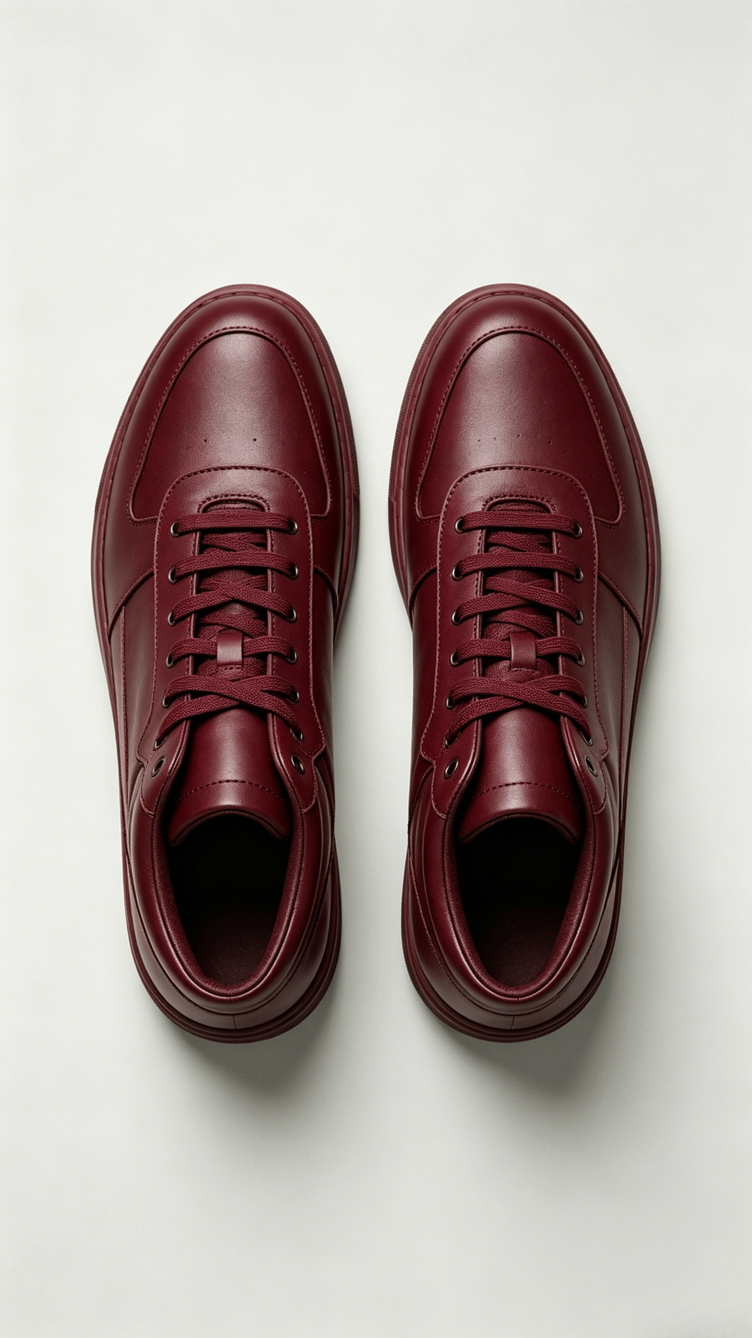 Burgundy Monochromatic Leather High-Top Sneakers - Image 3