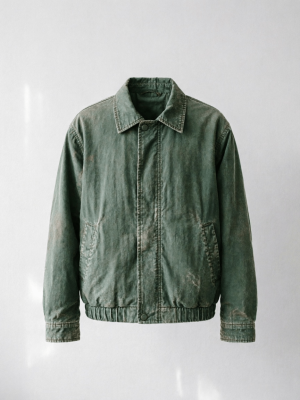 Vintage Washed Green Workwear Bomber Jacket