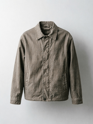 Weathered Gray Washed Denim Coach Jacket