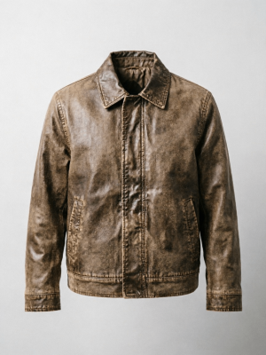 Vintage Brown Washed Leather Coach Jacket