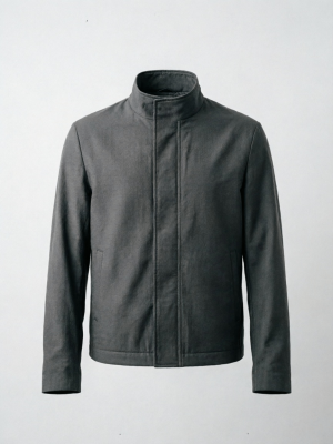 Minimalist Gray Stand Collar Casual Jacket