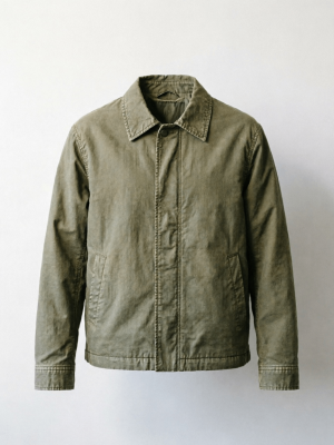 Vintage Washed Olive Workwear Coach Jacket