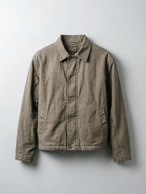 Weathered Taupe Washed Cotton Workwear Jacket