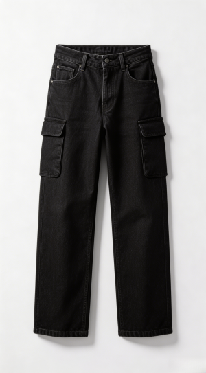 Black Cargo Denim Jeans