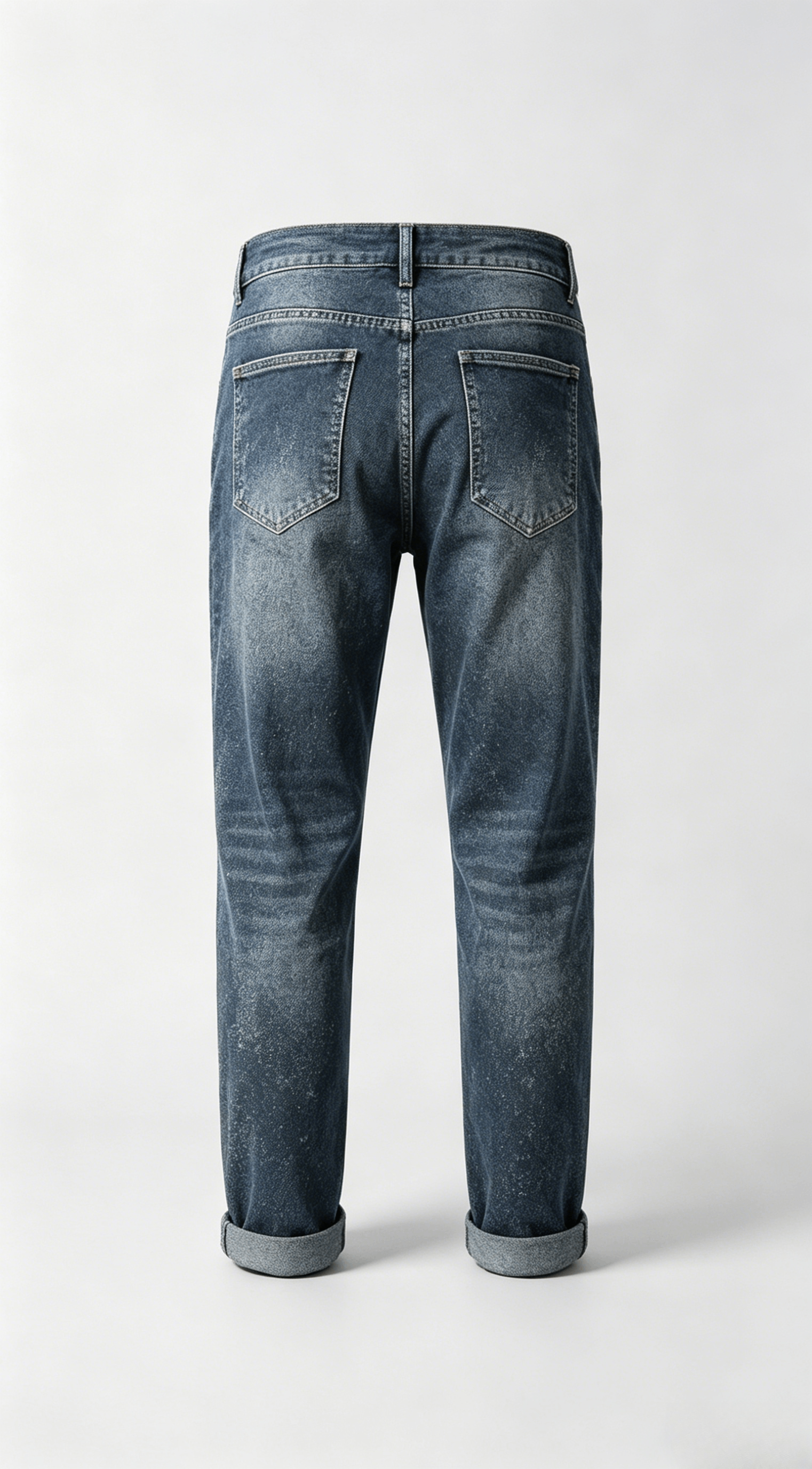Slim Fit Washed Denim Jeans with Cuffed Hem - Image 2