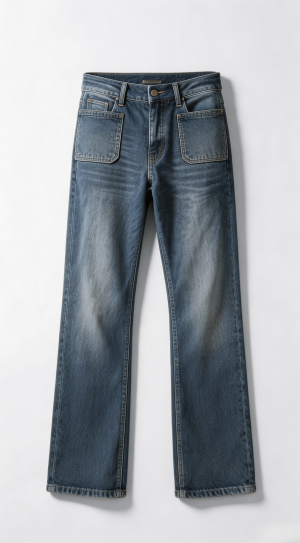 Front Pocket Wide Leg Denim Pants