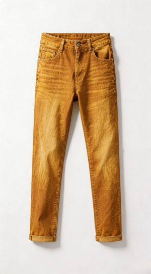 Warm Brown Washed Slim Denim Pants