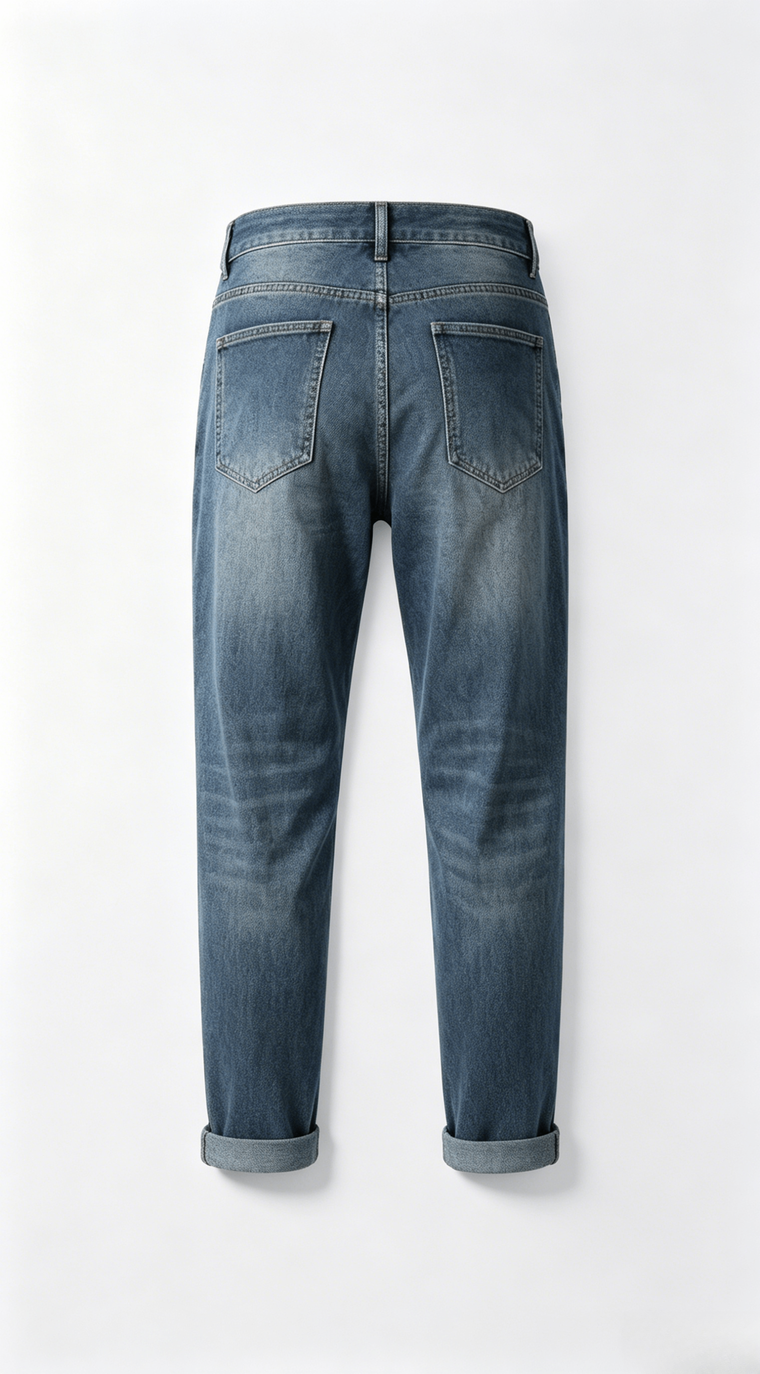 Relaxed Fit Washed Denim Jeans with Striped Pockets - Image 2