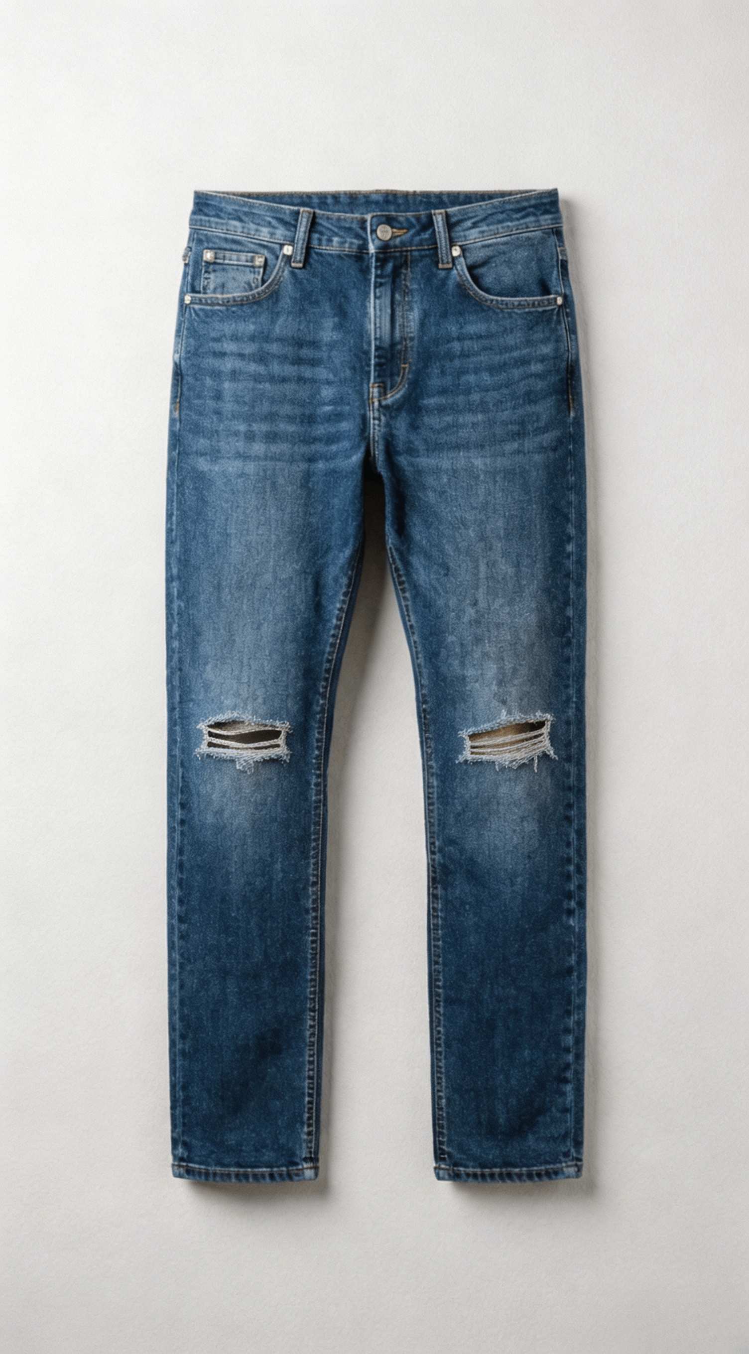 Straight Fit Distressed Denim Jeans
