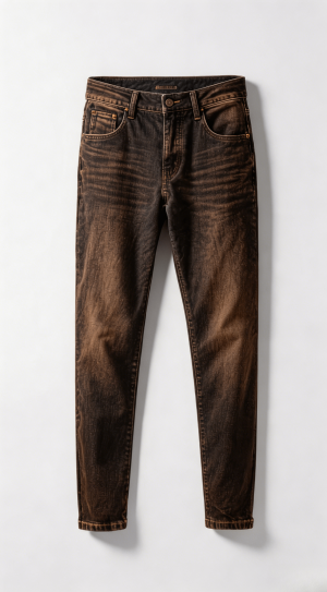 Dark Brown Vintage Washed Slim Denim Pants
