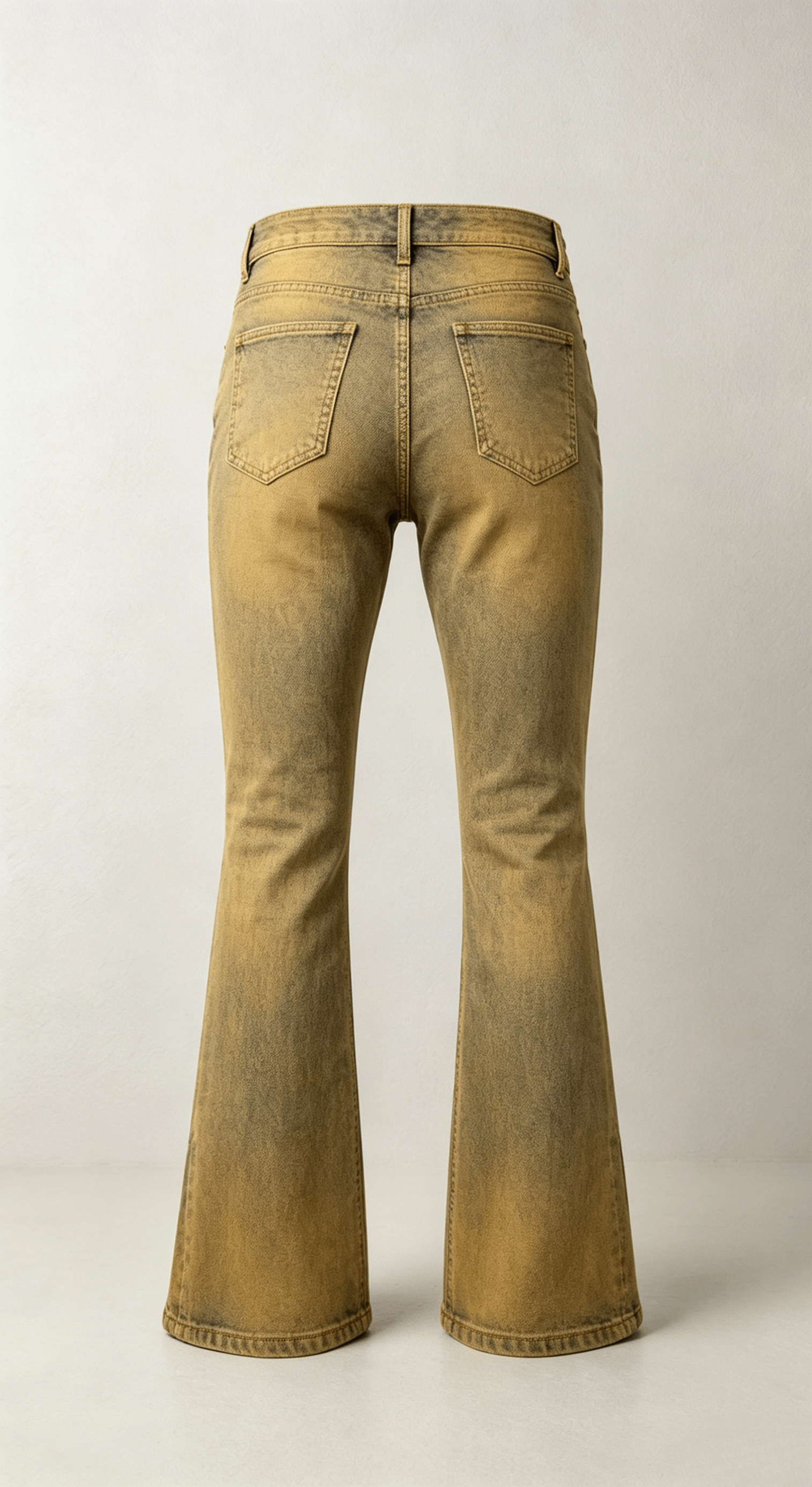 Yellowish Brown Split Hem Flare Denim Pants - Image 2