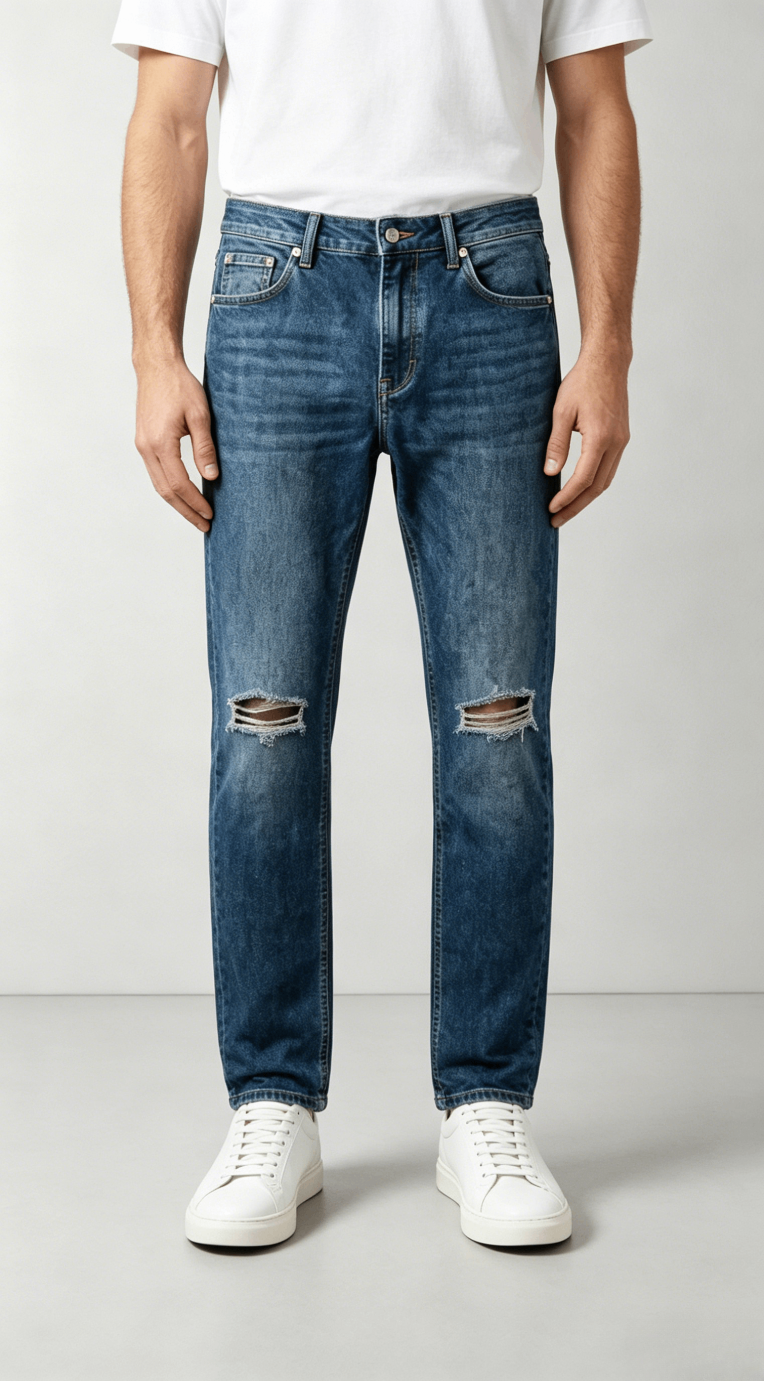 Straight Fit Distressed Denim Jeans - Image 3