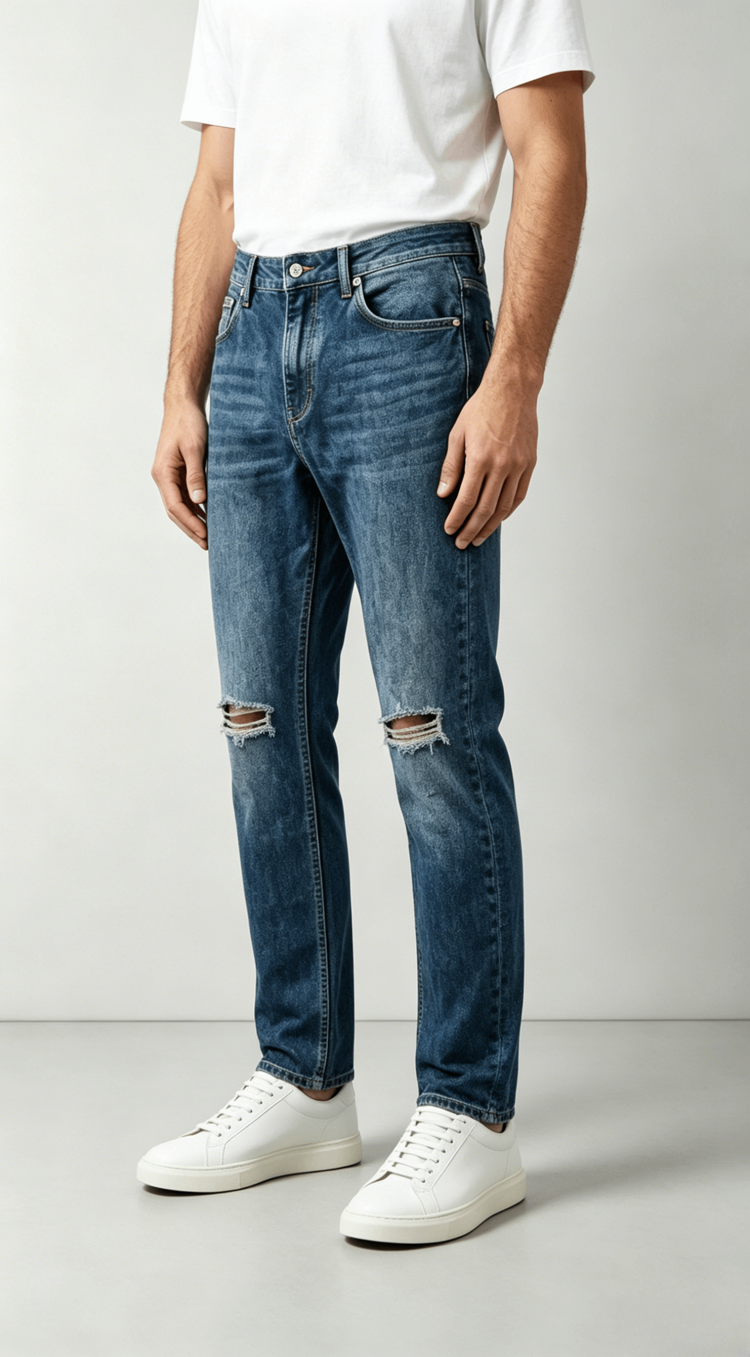 Straight Fit Distressed Denim Jeans - Image 4