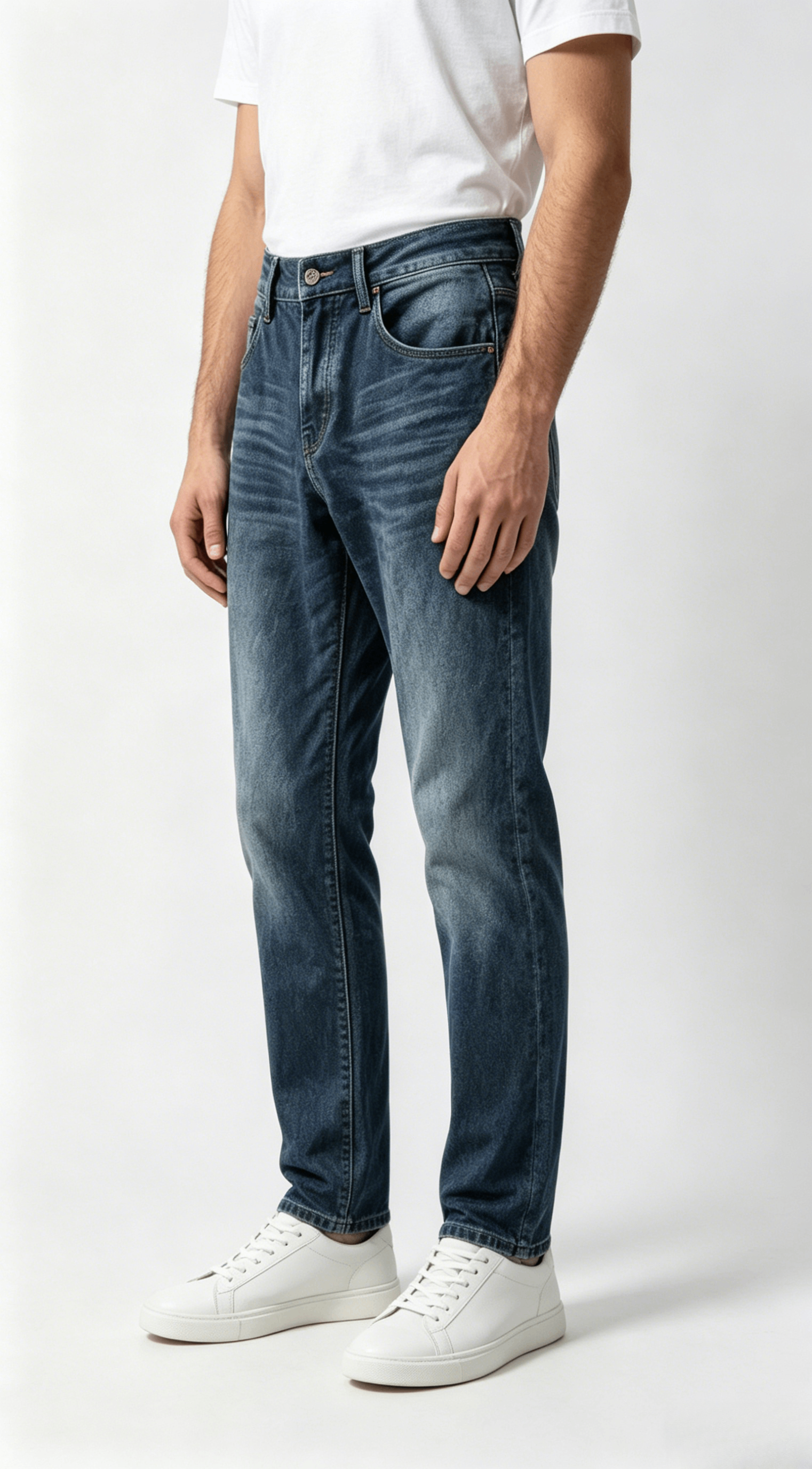 Relaxed Fit Medium Wash Denim Jeans - Image 4