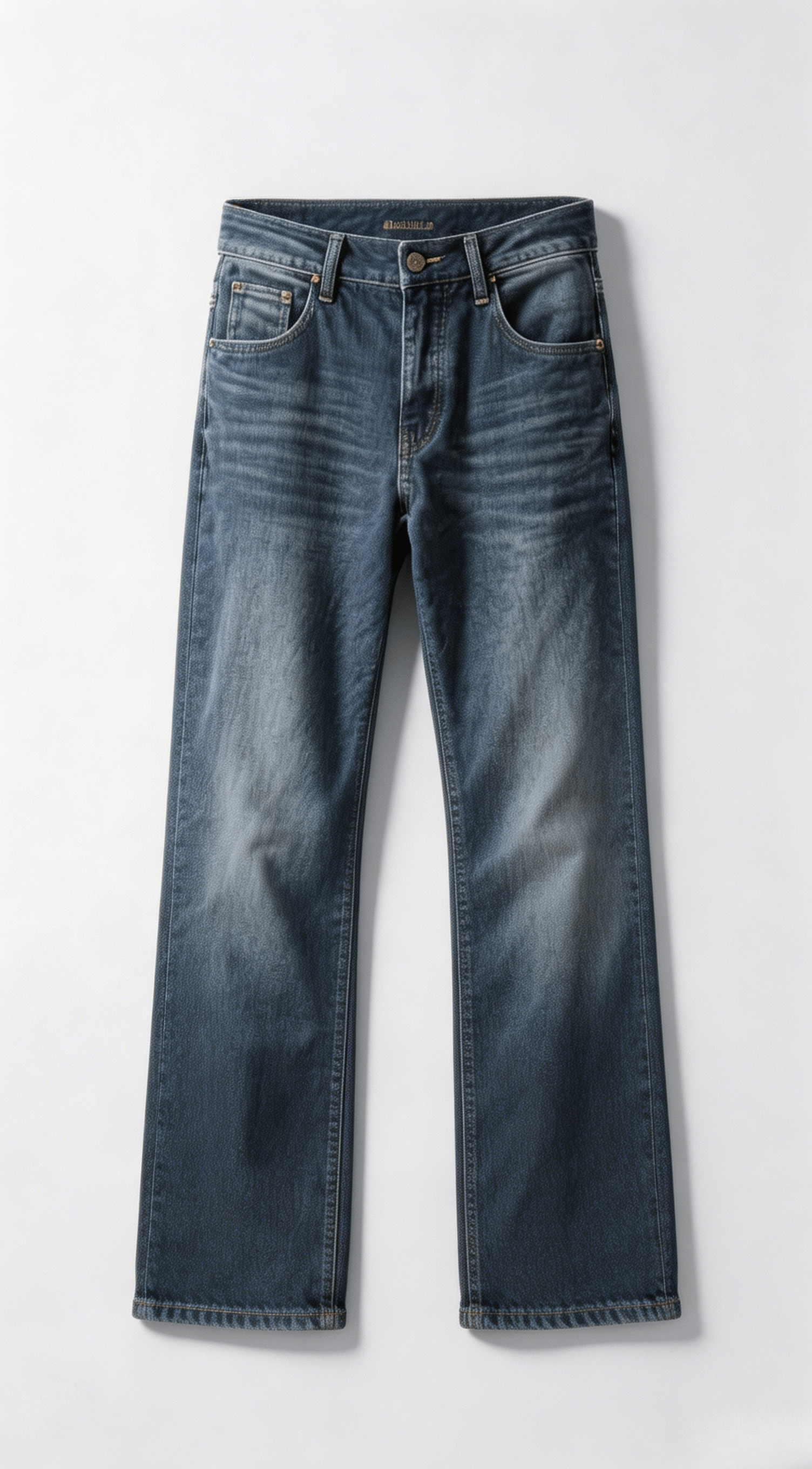 Straight Leg Medium Wash Denim Jeans