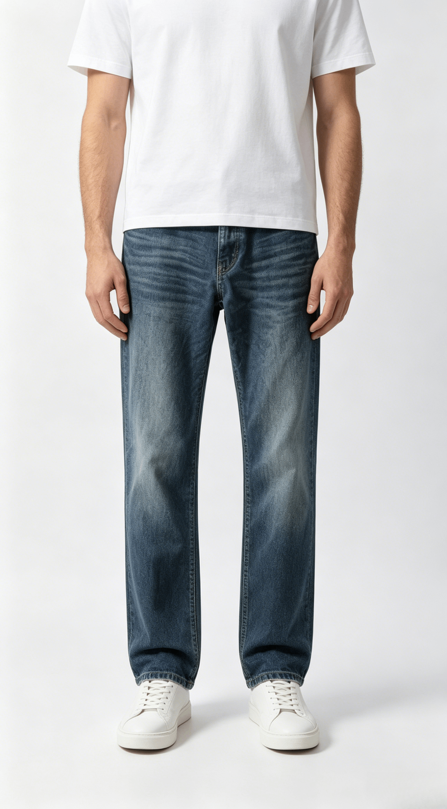 Straight Leg Medium Wash Denim Jeans - Image 3