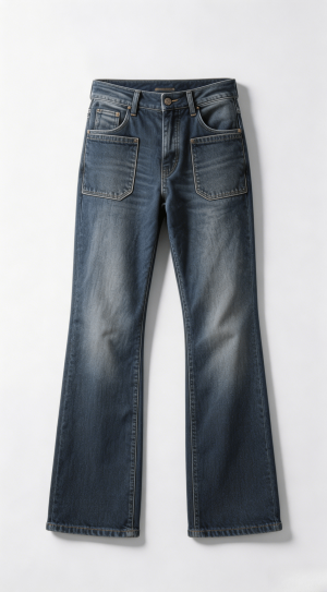 Bootcut Medium Wash Denim Jeans with Patch Pockets