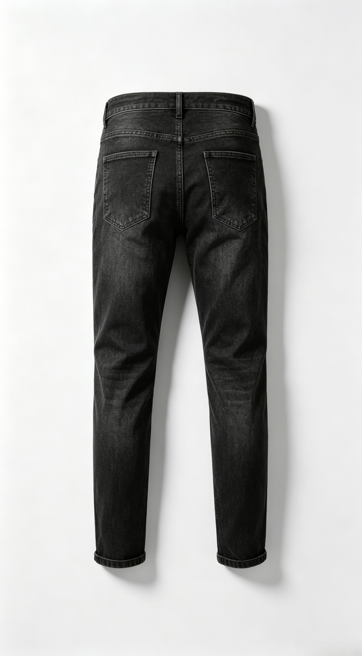 Slim Fit Black Wash Denim Jeans with Cuffed Hem - Image 2