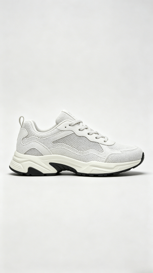 All White Mesh Chunky Sneakers